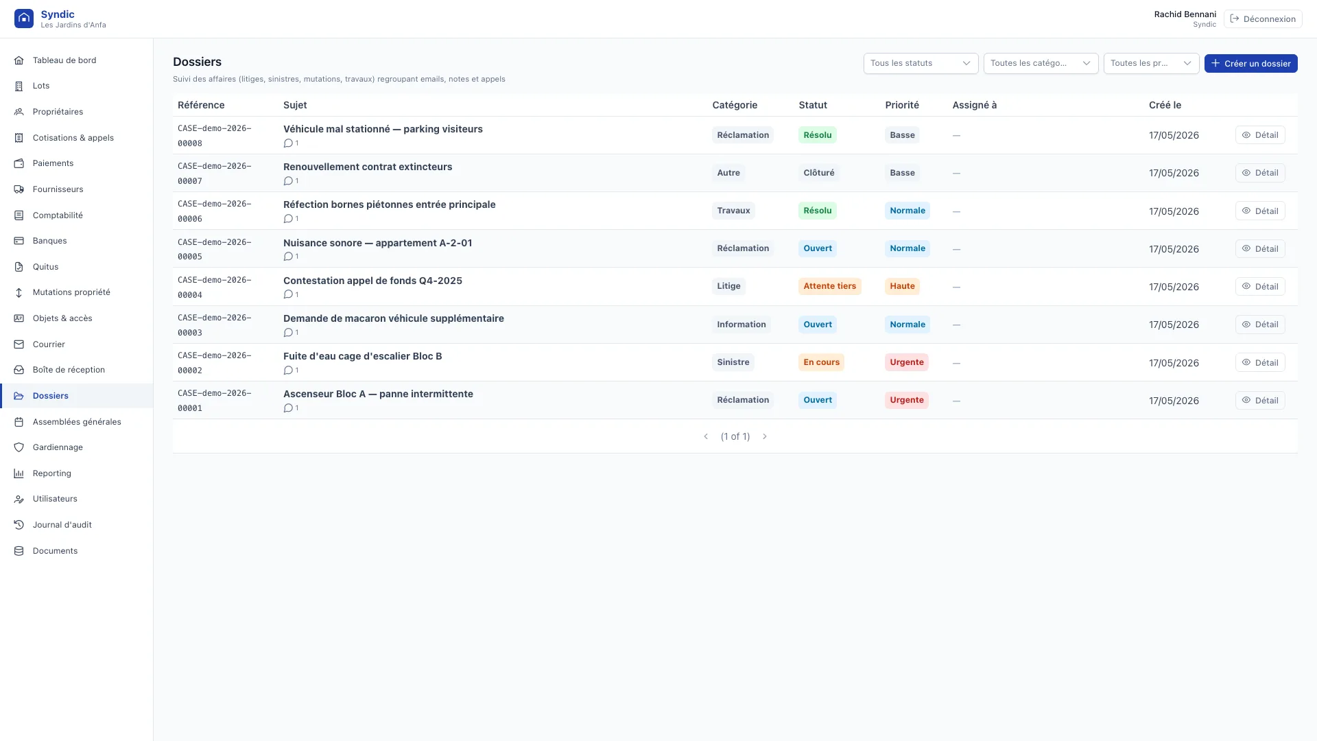 Gestion des dossiers : incidents, contestations, demandes